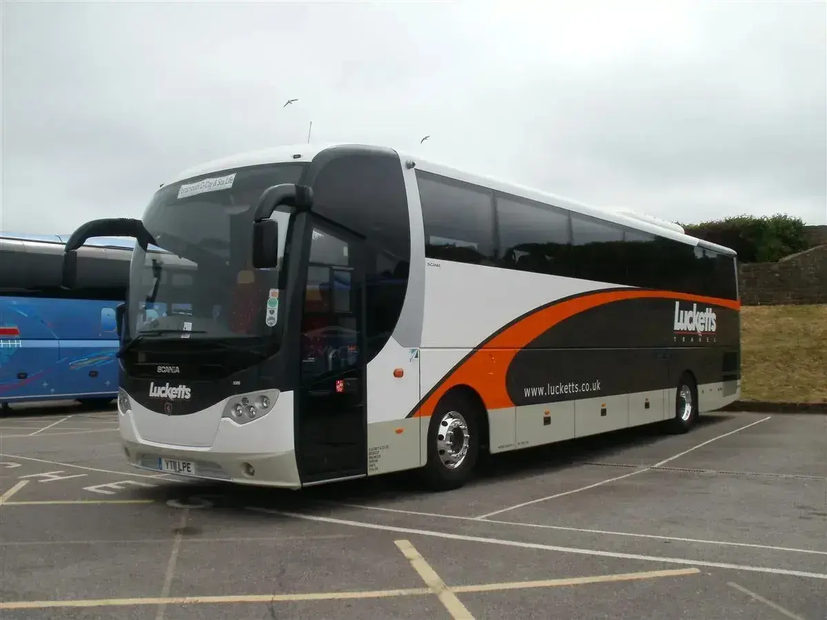 Scania Lucketts Travel Coach (YT11 LPE) in Parking Lot Side Profile